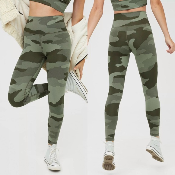 aerie Pants - OFFLINE by Aerie Camo High Waisted Legging Olive Fun Green Camo
